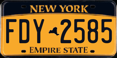 NY license plate FDY2585
