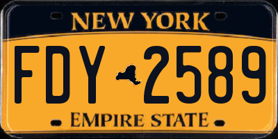 NY license plate FDY2589