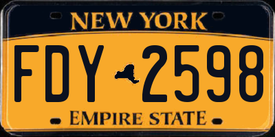 NY license plate FDY2598