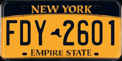 NY license plate FDY2601