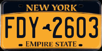 NY license plate FDY2603