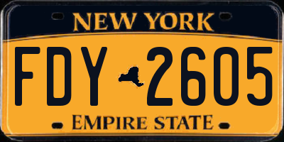 NY license plate FDY2605