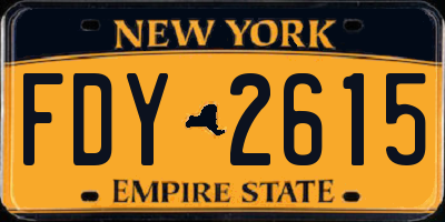 NY license plate FDY2615