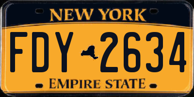 NY license plate FDY2634