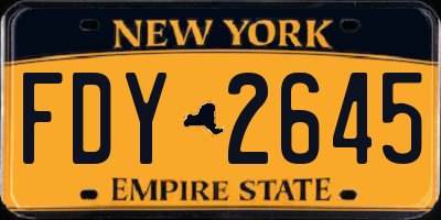 NY license plate FDY2645