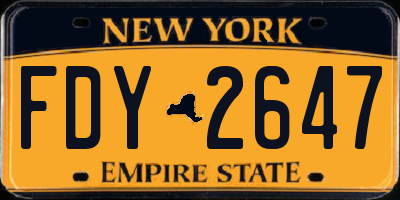NY license plate FDY2647