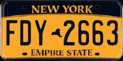 NY license plate FDY2663
