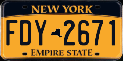 NY license plate FDY2671