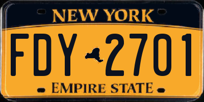 NY license plate FDY2701