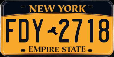 NY license plate FDY2718