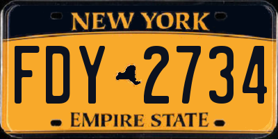 NY license plate FDY2734