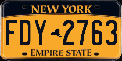 NY license plate FDY2763
