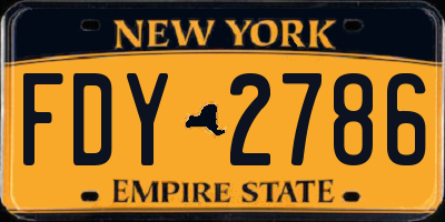 NY license plate FDY2786