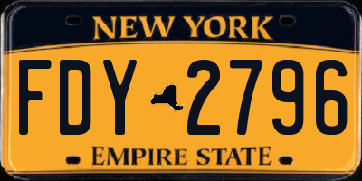 NY license plate FDY2796