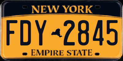 NY license plate FDY2845