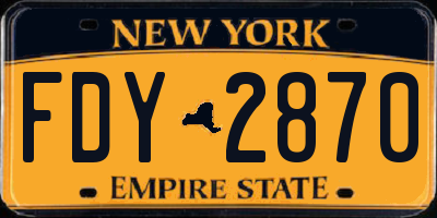 NY license plate FDY2870