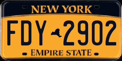 NY license plate FDY2902