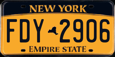 NY license plate FDY2906