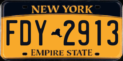 NY license plate FDY2913
