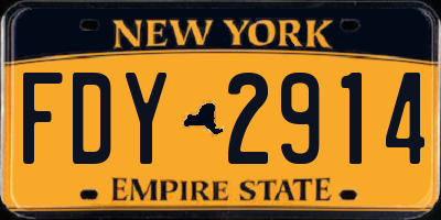 NY license plate FDY2914