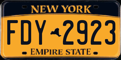 NY license plate FDY2923