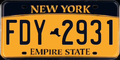 NY license plate FDY2931