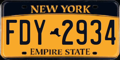 NY license plate FDY2934