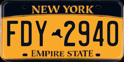 NY license plate FDY2940