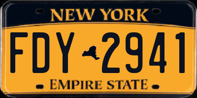 NY license plate FDY2941