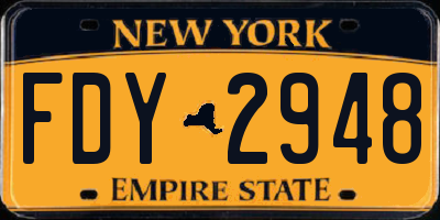 NY license plate FDY2948