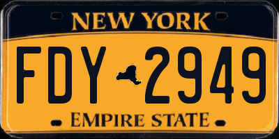 NY license plate FDY2949