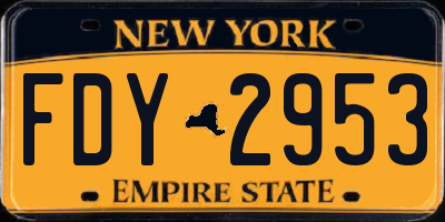 NY license plate FDY2953