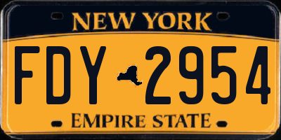 NY license plate FDY2954