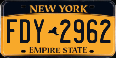 NY license plate FDY2962
