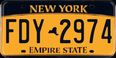 NY license plate FDY2974