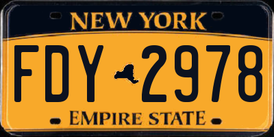 NY license plate FDY2978
