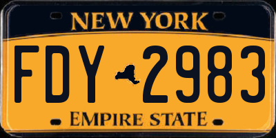 NY license plate FDY2983