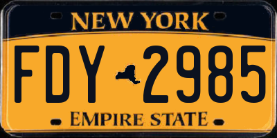 NY license plate FDY2985