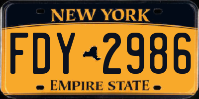 NY license plate FDY2986