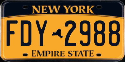 NY license plate FDY2988