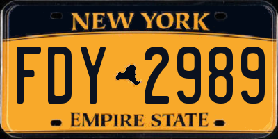 NY license plate FDY2989