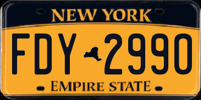 NY license plate FDY2990