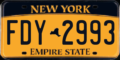 NY license plate FDY2993