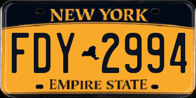 NY license plate FDY2994