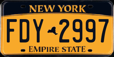 NY license plate FDY2997