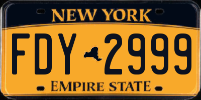 NY license plate FDY2999
