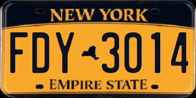 NY license plate FDY3014
