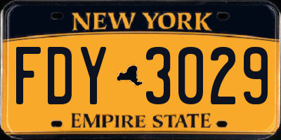NY license plate FDY3029