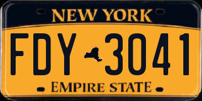 NY license plate FDY3041