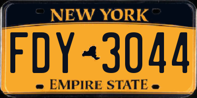 NY license plate FDY3044